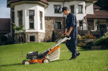 A Working lawncare professional in the States